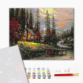 Картина по номерам Преміум картини - Будиночок в лісі
