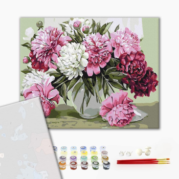 Картина по номерам Преміум картини - Букет домашніх піонів
