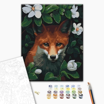 Картина по номерам Тварини, птахи та риби - Лисиця в квітах