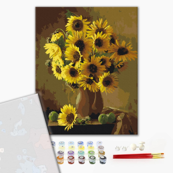 Картина по номерам Преміум картини - Жовтогарячі соняхи
