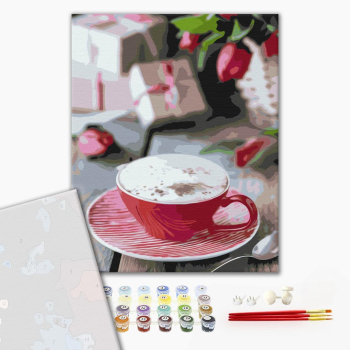 Картина по номерам Преміум картини - Чашка капучіно