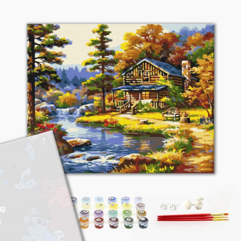 Картина по номерам Преміум картини - Будиночок біля озера