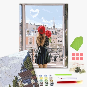 Комбінована алмазна мозаїка - Мадемуазель в Парижі