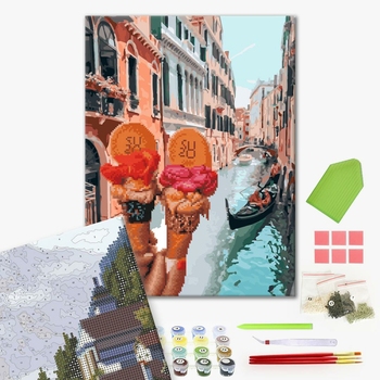 Комбінована алмазна мозаїка - Джелато у Венеції