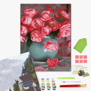 Комбінована алмазна мозаїка - Чайні троянди