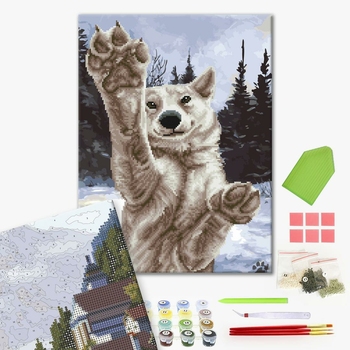 Комбінована алмазна мозаїка - Сніговий хаскі