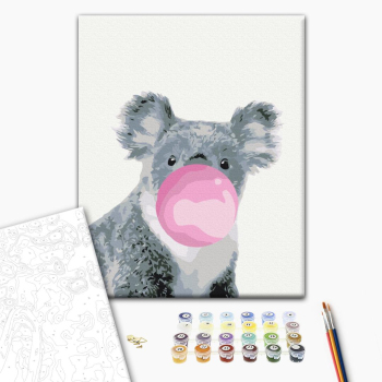 Картина по номерам Тварини, птахи та риби - Коала з бабл-гам