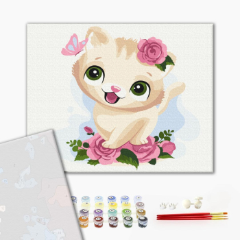 Картина по номерам Преміум картини - Грайливе кошенятко