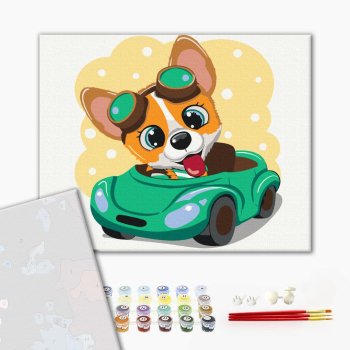 Картина по номерам Преміум картини - Коргі за кермом