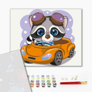 Картина по номерам Преміум картини - Єнотик на віражах