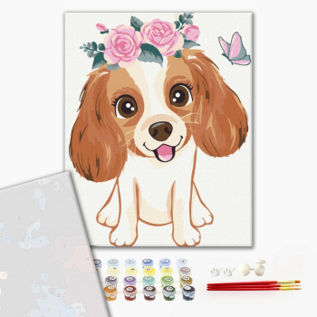 Картина по номерам Преміум картини - Песик в віночку