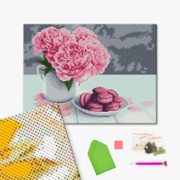 Алмазна мозаїка 40х50 - Рожеві півонії