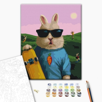 Картина по номерам Тварини, птахи та риби - Зайчик-скейтер ©Lucia Heffernan