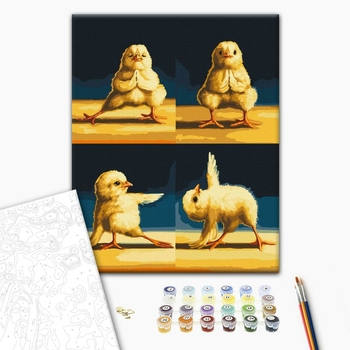 Картина по номерам Тварини, птахи та риби - Курчата йоги 2©Lucia Heffernan