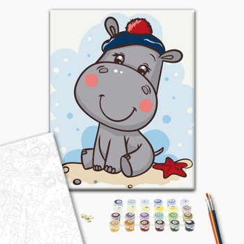 Картина по номерам Для дітей - Бегемотик на відпочинку