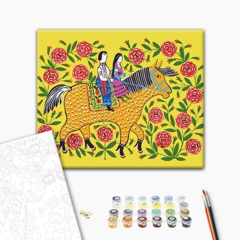 Картина по номерам Репродукції художників - Дівчина з козаком на прогулянці © Maria Prymachenko