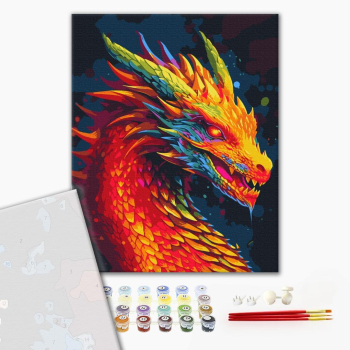 Картина по номерам Преміум картини - Неоновий дракон
