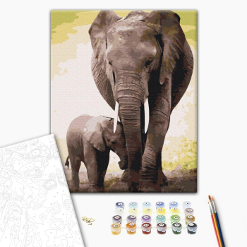 Картина по номерам Тварини, птахи та риби - Перші дні слоненя