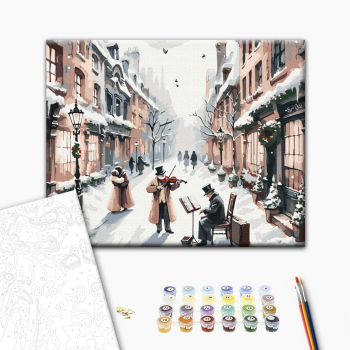 Картина по номерам Затишок, зима, Новий рік, Різдво - Різдвяна мелодія