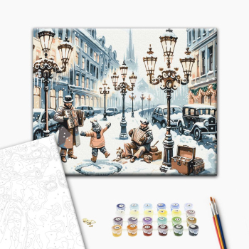 Картина по номерам Затишок, зима, Новий рік, Різдво - Одного разу на засніженій вулиці