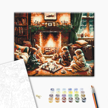 Картина по номерам Затишок, зима, Новий рік, Різдво - Коли за вікном завірюха