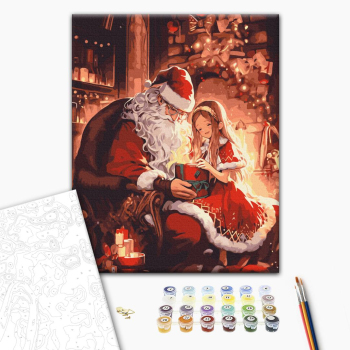 Картина по номерам Затишок, зима, Новий рік, Різдво - Подарунок від Санти