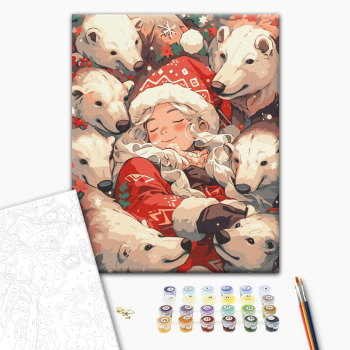 Картина по номерам Затишок, зима, Новий рік, Різдво - Полярні обійми