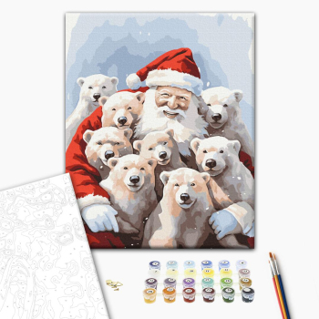 Картина по номерам Затишок, зима, Новий рік, Різдво - Друзі Санти