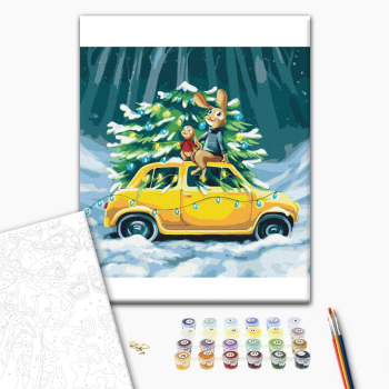 Картина по номерам Затишок, зима, Новий рік, Різдво - Зимова казка для зайченят © artdi.ua