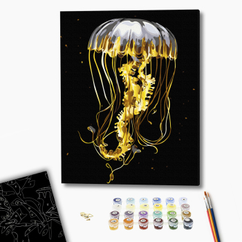 Картина по номерам На чорному полотні - Медуза