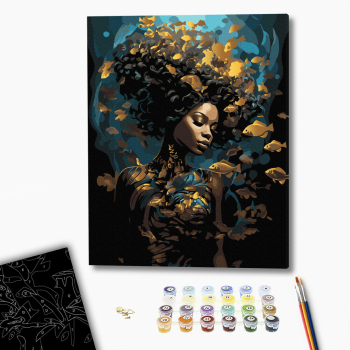 Картина по номерам На чорному полотні - Морська німфа