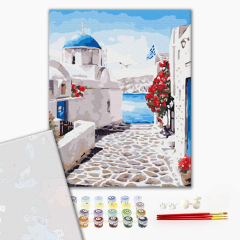 Картина по номерам Преміум картини - Вулиця Санторіні