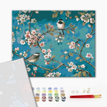 Картина по номерам Преміум картини - Синички на гілках