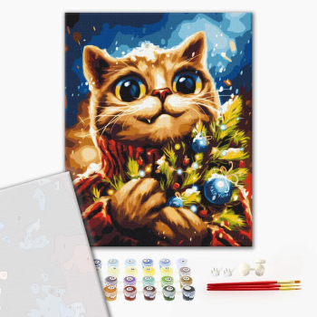 Картина по номерам Преміум картини - Новорічний котик © Маріанна Пащук