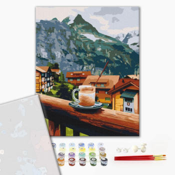 Картина по номерам Преміум картини - Капучіно з гірським присмаком