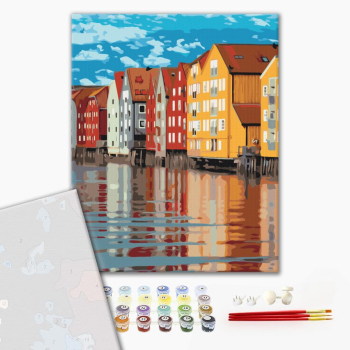 Картина по номерам Преміум картини - Кольорові будиночки