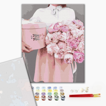 Картина по номерам Преміум картини - Піони в подарунок