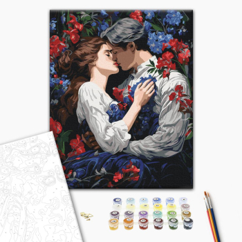 Картина по номерам Романтика - Поцелуй в цветущем саду