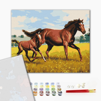 Картина по номерам Преміум картини - Сімейний галоп