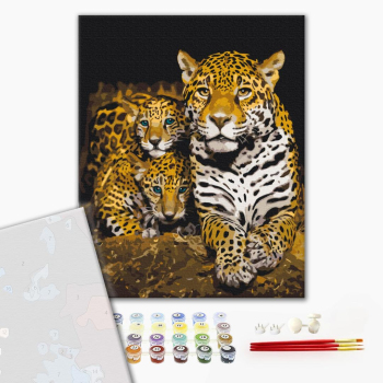 Картина по номерам Преміум картини - Нічні леопарди