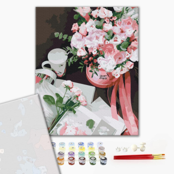 Картина по номерам Преміум картини - Корзинка квітів