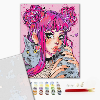Картина по номерам Преміум картини - Котячий погляд @nila_art_art