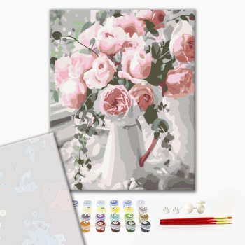 Картина по номерам Преміум картини - Букет ніжних троянд