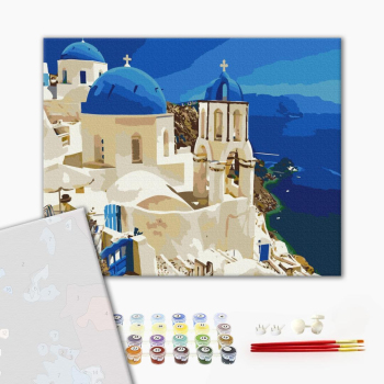 Картина по номерам Преміум картини - Вид на Санторіні