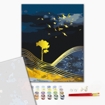 Картина по номерам Преміум картини - Природа ночі з золотою фарбою