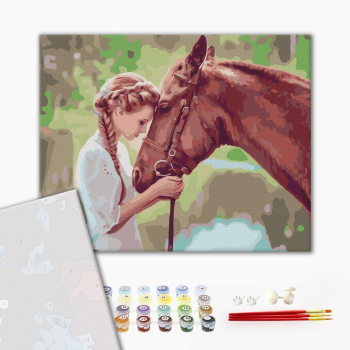 Картина по номерам Преміум картини - Дівчина з конем