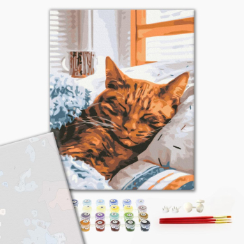 Картина по номерам Преміум картини - Ранковий котик