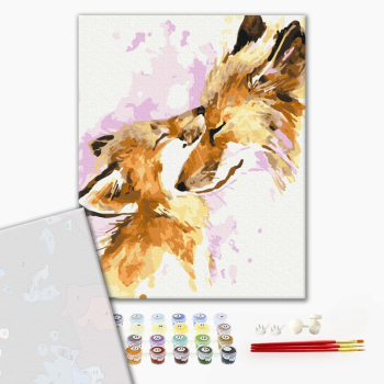 Картина по номерам Преміум картини - Люблячі лисички