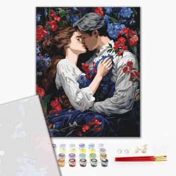 Картина по номерам Преміум картини - Поцілунок у квітучому саду