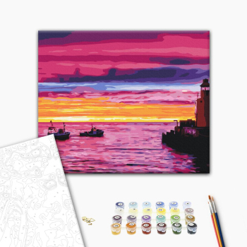 Картина по номерам Природа - Захід на причалі